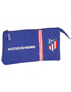Estuche grande Atlético de Madrid tres compartimentos azul