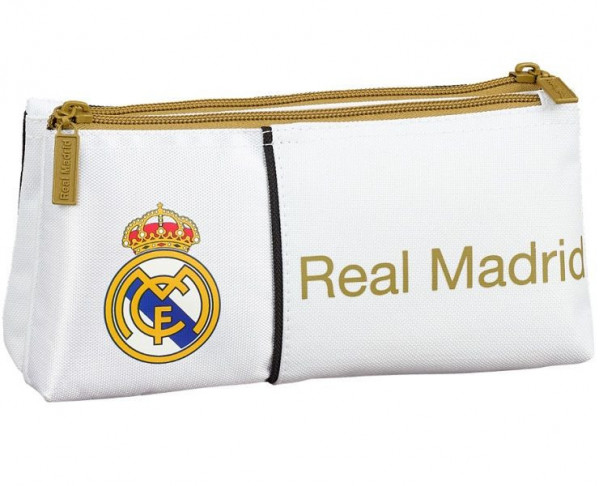 Estuche doble del Real Madrid dos compartimentos dorado