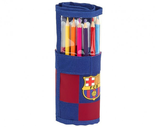 Plumier enrollable FC Barcelona con 27 piezas escolares
