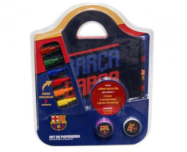Conjunto de papeleria tipo maletin con accesorios FC Barcelona