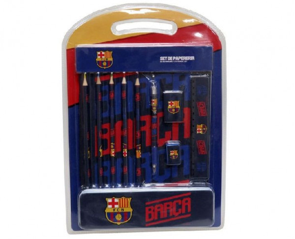 Pack material escolar FC Barcelona con estuche metálico