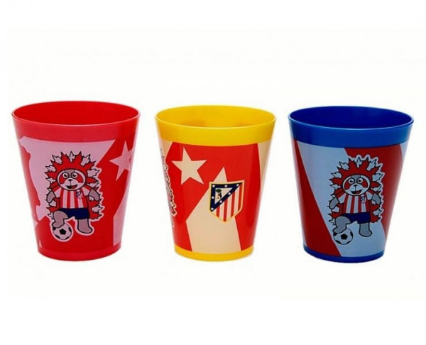 Conjunto 3 vasos de plástico Atlético de Madrid Indi