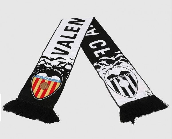 Bufanda blanca y negra con escudos Valencia CF