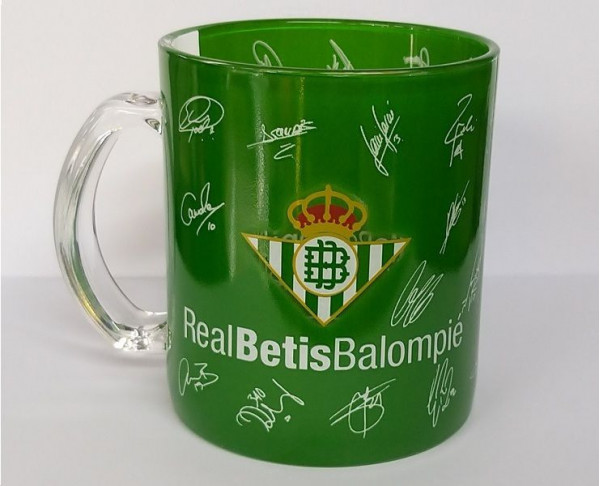 Taza de cristal con firmas de jugadores Real Betis