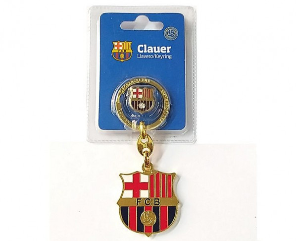 LLavero escudo dorado FC Barcelona con pin escudo