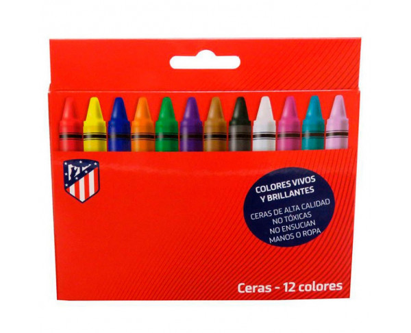 Caja con 12 ceras de colores Atlético...