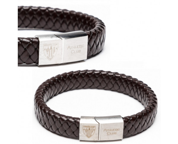 Pulsera de piel marrón entrelazada y acero Athletic Club Bilbao