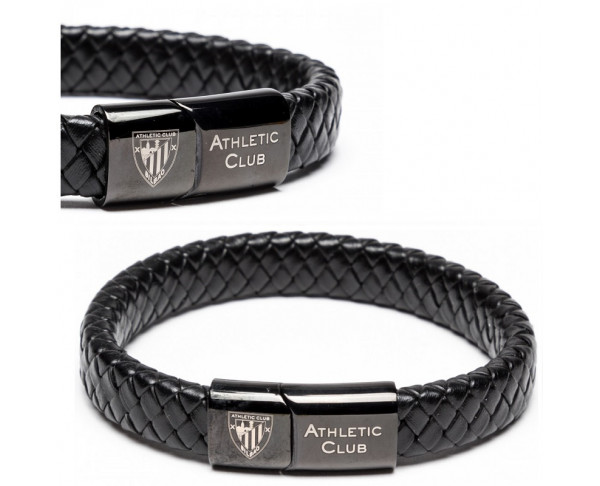 Pulsera de piel negra con tiras entrelazadas Athletic Club