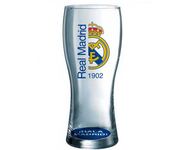 Vaso grande de cristal cerveza Real Madrid 1902 Hala Madrid