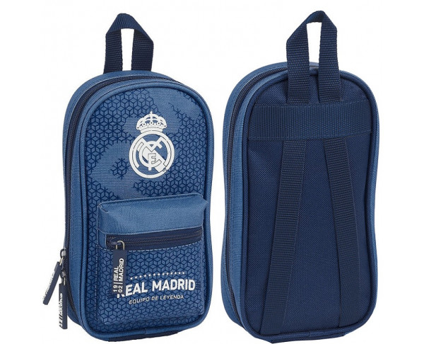Plumier mini mochila Real Madrid con cuatro estuches llenos