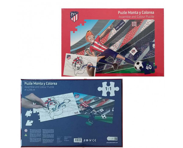 Pack 2 puzzles Atlético de Madrid 40 piezas para montar y colorear