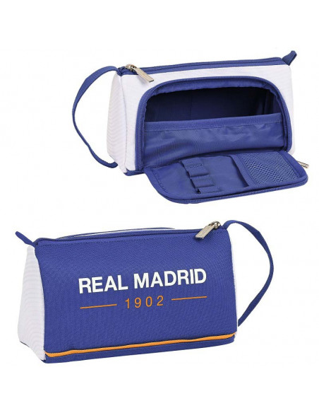 Estuche portatodo Real Madrid con bolsillo desplegable 2022. Interior y lado posterior