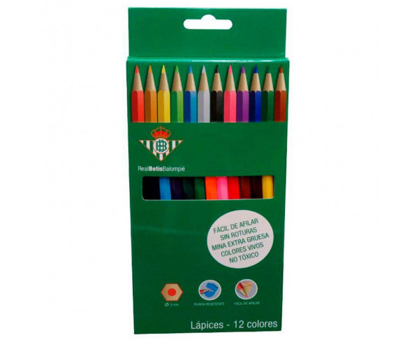 Caja con 12 lápices de colores Real Betis Balompié
