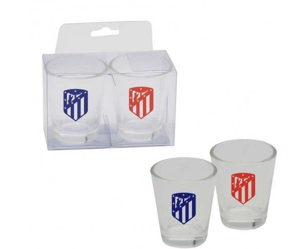 Pack 2 chupitos Atlético de Madrid de cristal en caja PVC