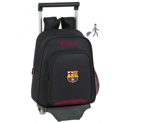 Mochila pequeña FC Barcelona con carro escolar black grana
