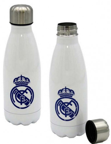 Botella blanca de acero inoxidable Real Madrid 550 ml.