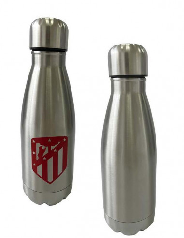 Botella plateada de acero Atlético de Madrid 550 ml.