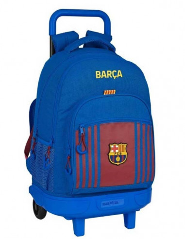 Mochila grande compac con ruedas FC Barcelona azulgrana frontal