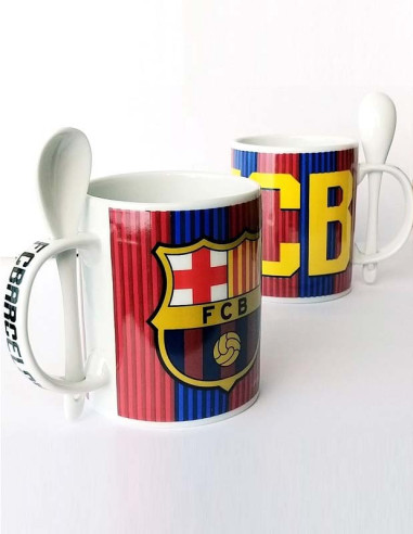 Taza FC Barcelona con cuchara de porcelana