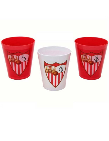Conjunto 3 vasos de plástico del Sevilla FC
