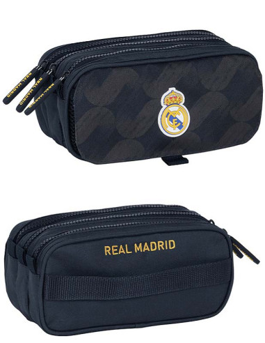 Real Madrid Estuche Portatodo Escudo Bordado Tres Compartimentos
