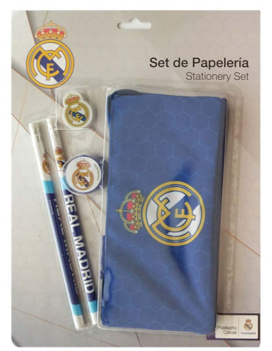 Set Real Madrid estuche triple y accesorios escolares