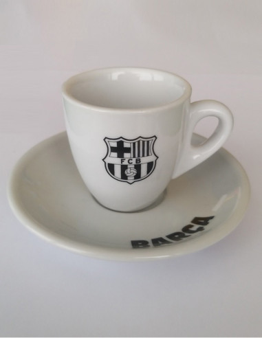 Taza de café y plato pequeña FC Barcelona porcelana