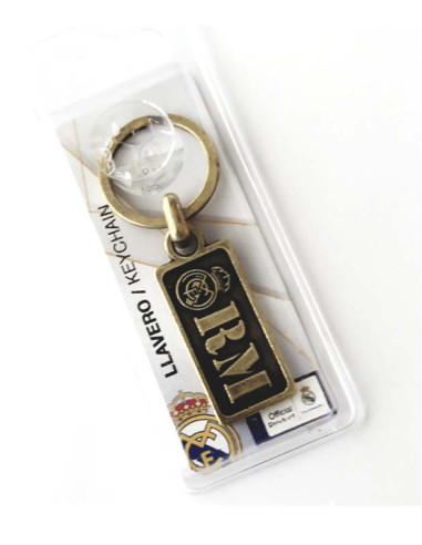 Llavero rectangular metal dorado Real Madrid