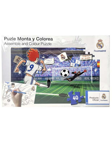 Puzzle infantil Real Madrid 40 piezas monta y colorea