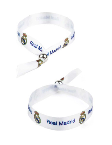 Pulsera de tela blanca Real Madrid con escudos