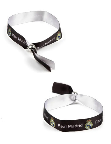 Pulsera negra de tela Real Madrid con escudos