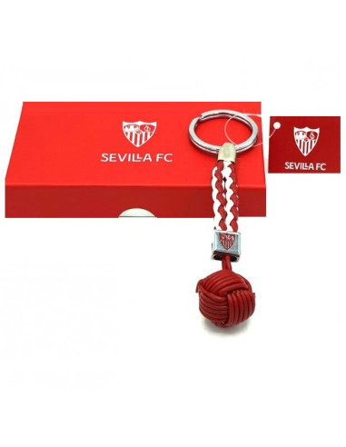 Llavero Sevilla FC con bola lisa trenzada piel bicolor