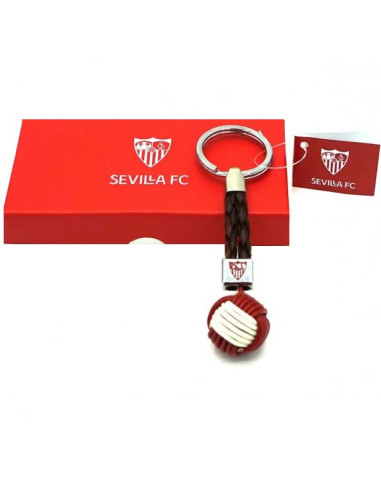 Llavero Sevilla FC de piel marrón con bola bicolor