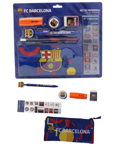 Porta todo FC Barcelona con accesorios escolares y pegatinas