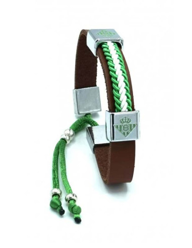 Pulsera Real Betis piel marrón cuerdas verdiblancas