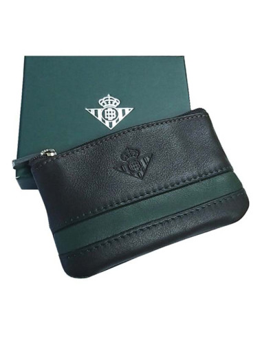 Monedero de piel Real Betis color negro franja verde