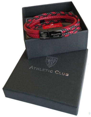 Pulsera de piel Athletic Club color negra y roja