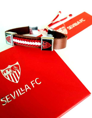 Pulsera Sevilla FC de cuero color marrón