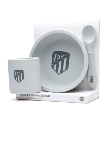 Conjunto vajilla 3 pzs de silicona bebé Atlético de Madrid