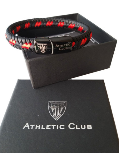 Pulsera de piel Athletic Club entrelazada negra y roja