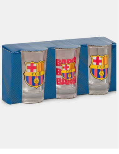 Pack 3 chupitos de cristal FC Barcelona