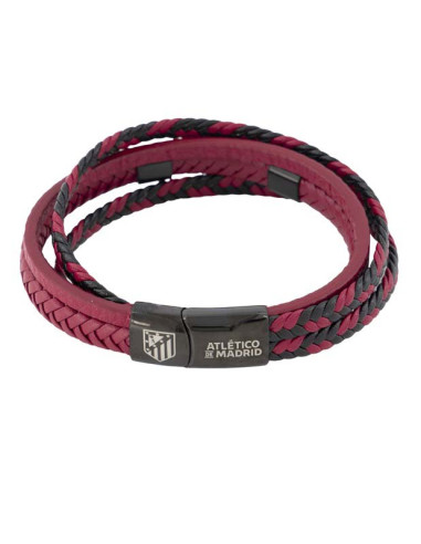 Pulsera Atlético de Madrid entrelazada roja y negra