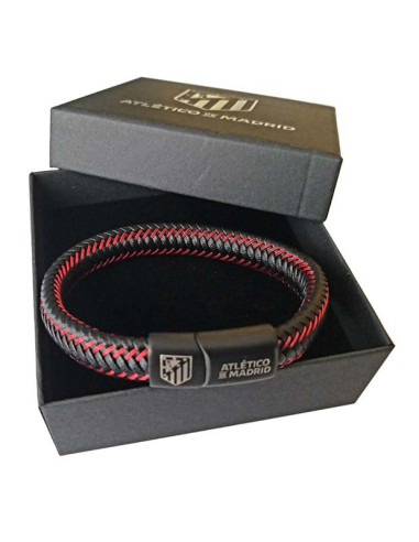 Pulsera Atlético de Madrid negra con franjas rojas